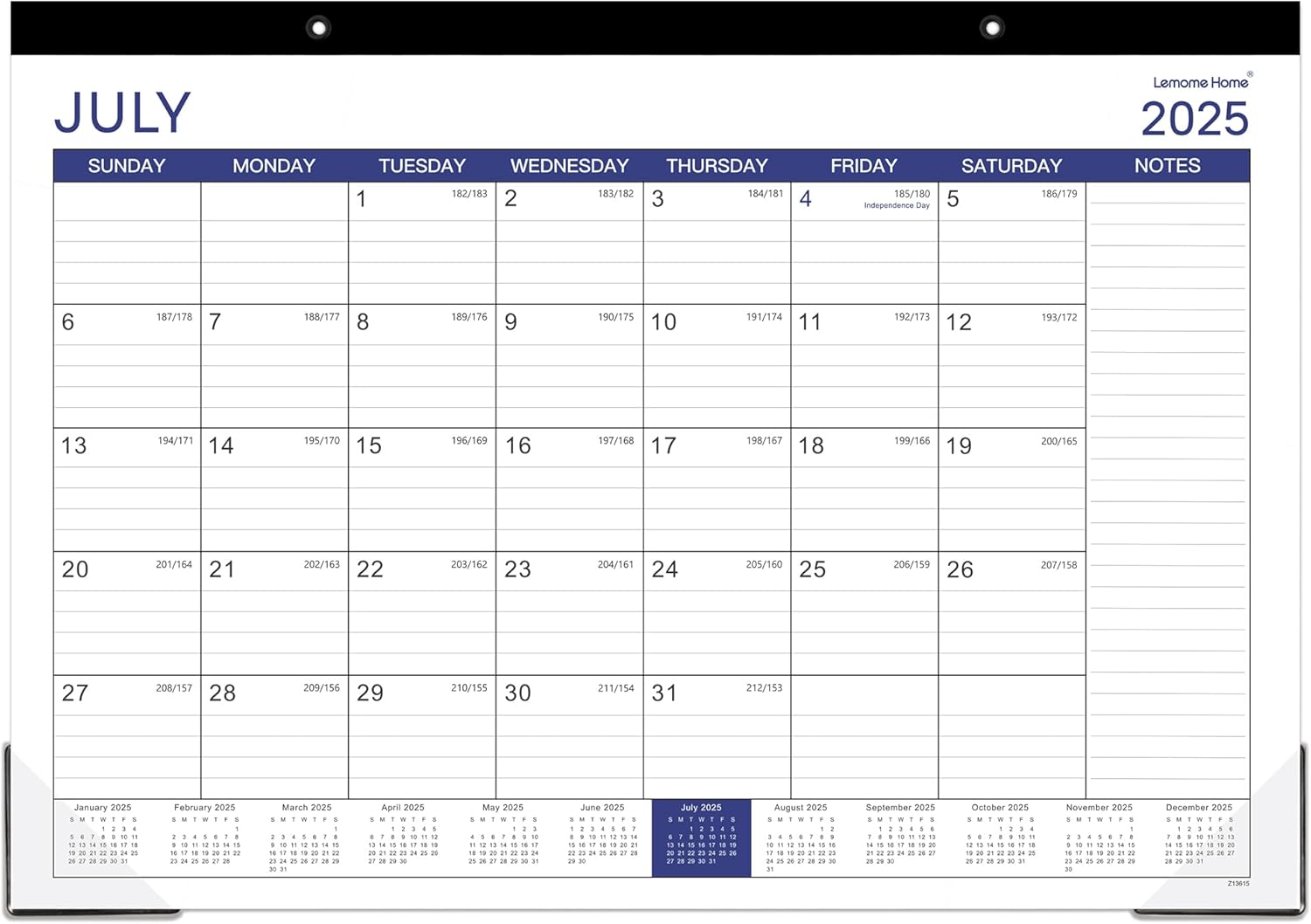 2025-2026 Desk Calendar - Large 17 x 12 Layout, Thick Paper, Blue - Stay Organized in Style!