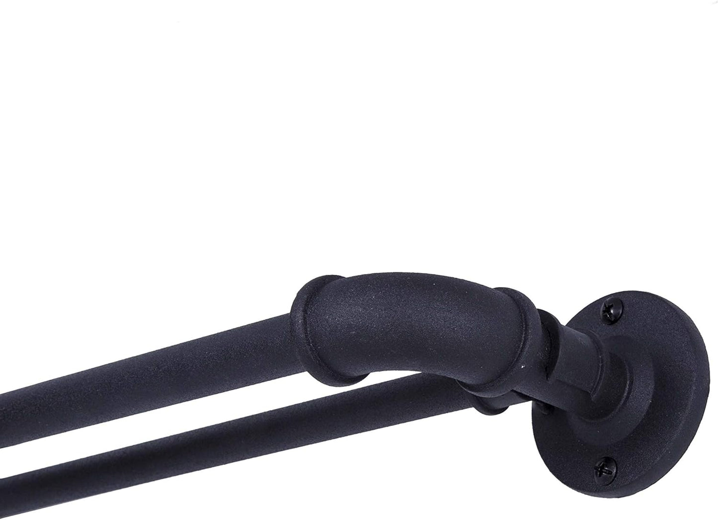 Sun Zero Industrial Pipe Blackout Curtain Rod Set - Adjustable Length, Matte Black Finish