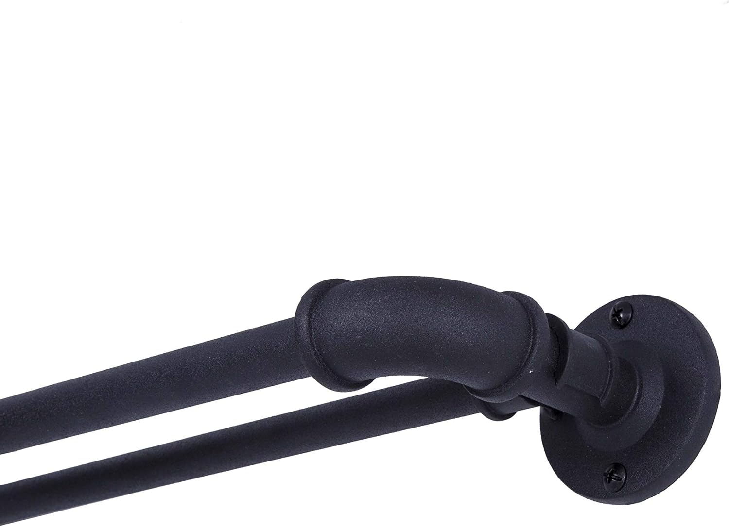 Sun Zero Industrial Pipe Blackout Curtain Rod Set - Adjustable Length, Matte Black Finish