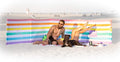 Premium 20 ft Beach Windscreen Privacy Screen - Pastel Perfect