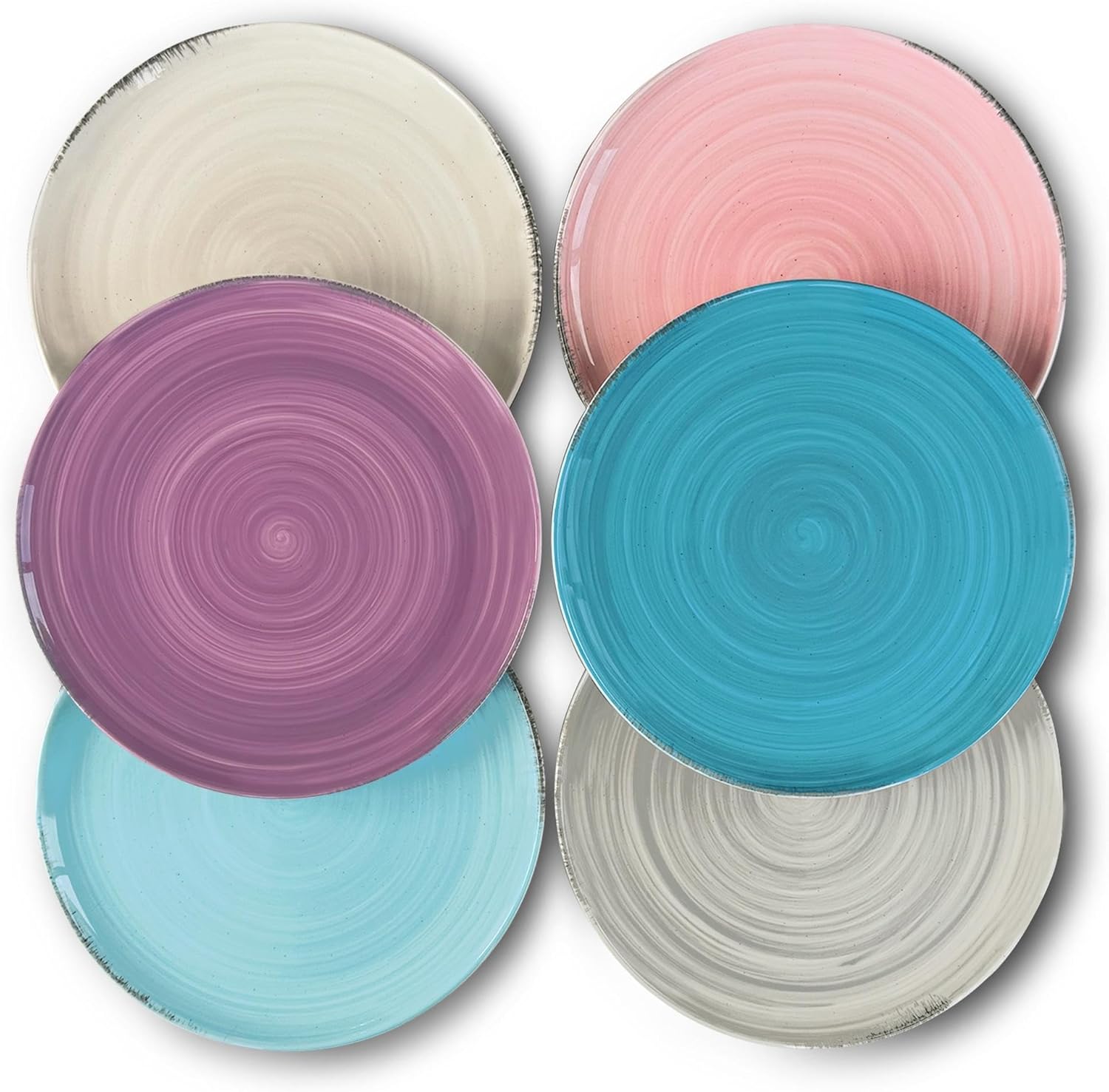 Mora Ceramic Helix Swirl Dinner Plates Set of 6 for Modern Dining
