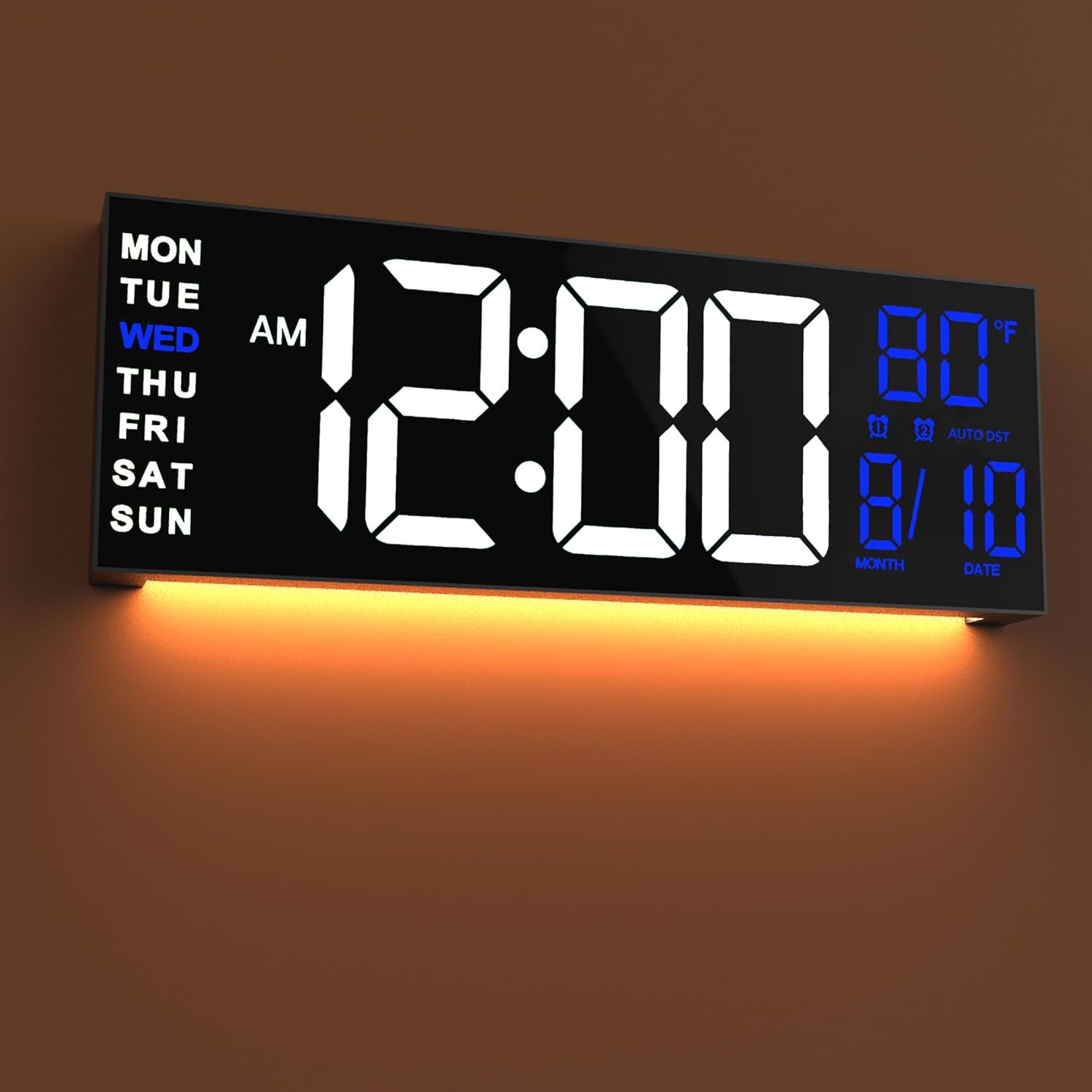 JALL 16-Inch Large Digital Wall Mount Clock with RGB Colors