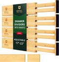 ROYAL CRAFT WOOD Adjustable Bamboo Drawer Dividers 17-21.5 in - 4-Pack