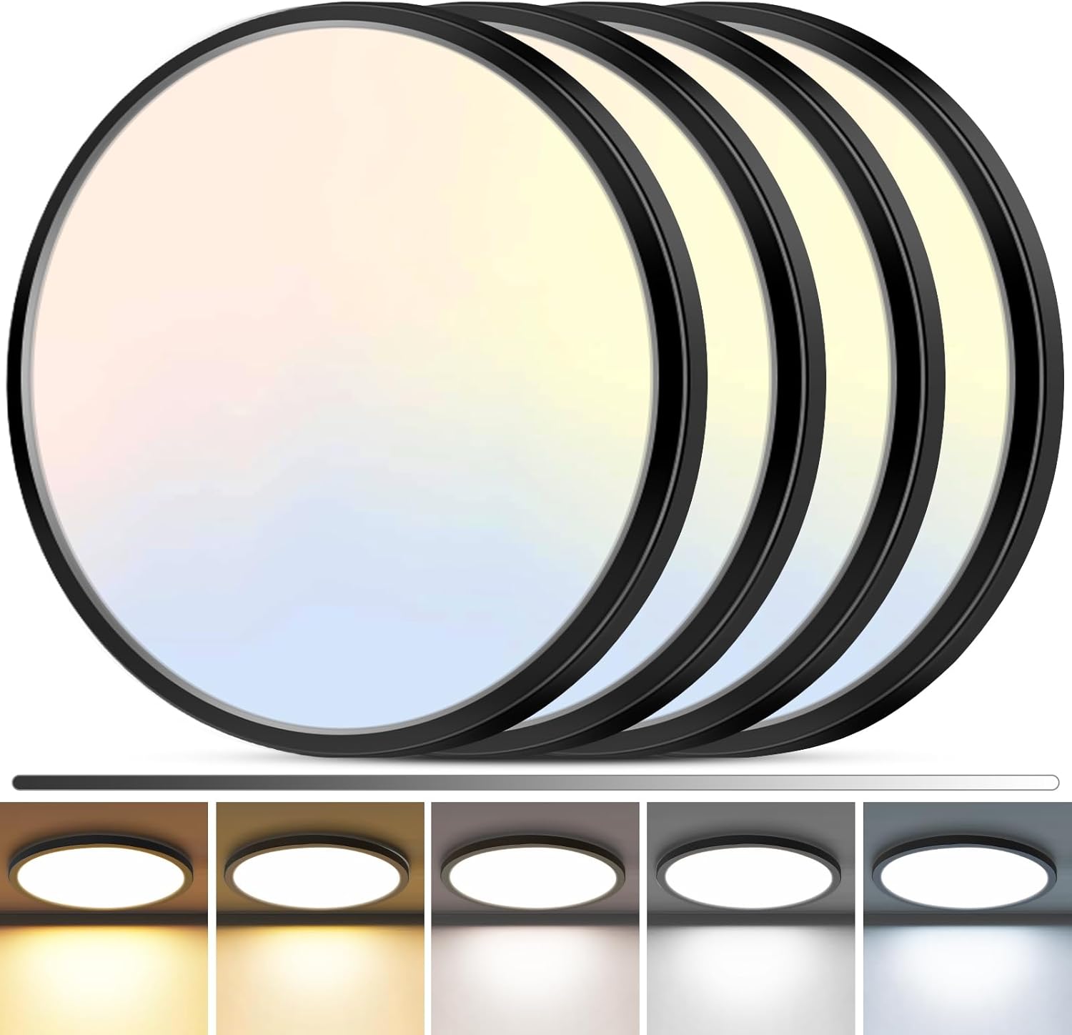 Dimmable LED Flush Mount Ceiling Light, 12Inch 24W Fixture