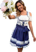 2 Piece Dirndl Dresses Women Oktoberfest Carnival Costume with Apron