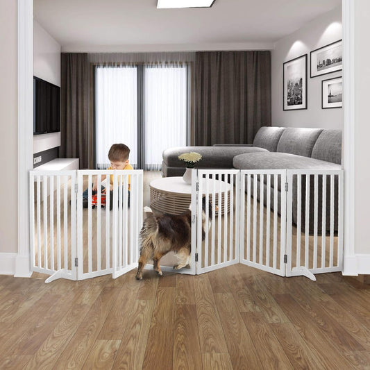 Foldable Indoor Dog Gate for House with Walk Through Door