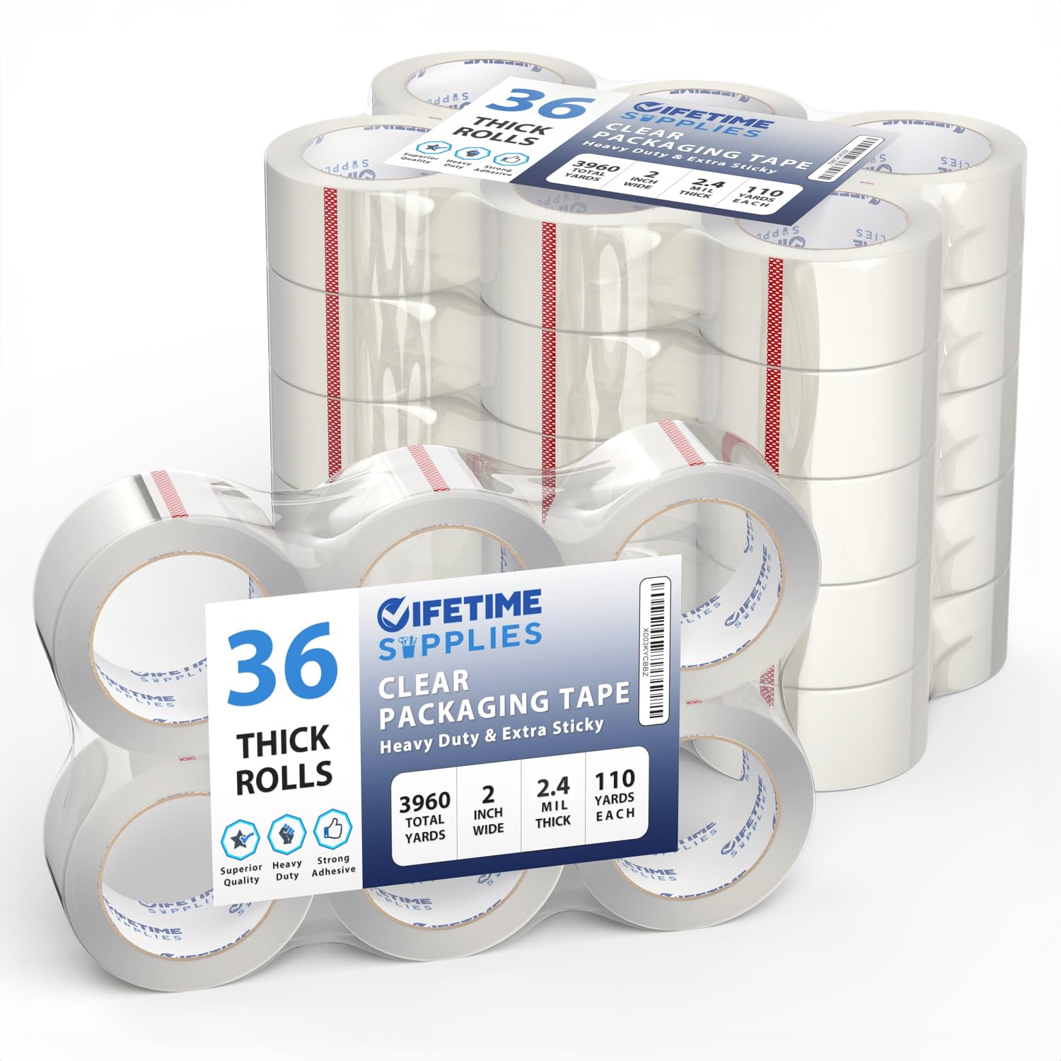 36 Rolls of 2in Premium Packing Tape for Strong Shipping Needs
