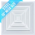 Handua 10 Round Steel Air Diffuser | Fits 24x24 Grid | 3 Cone Vent | White