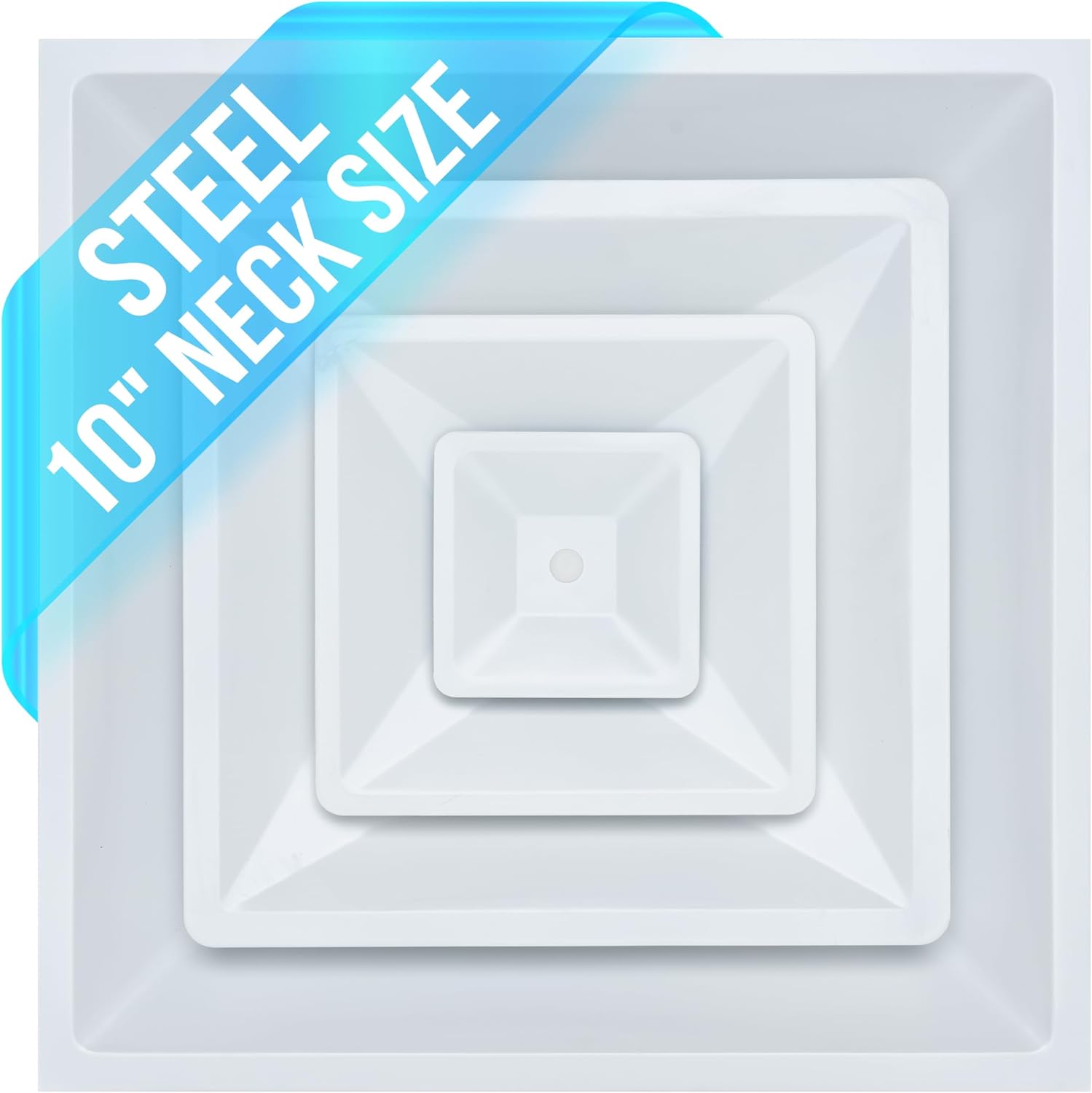 Handua 10 Round Steel Air Diffuser | Fits 24x24 Grid | 3 Cone Vent | White