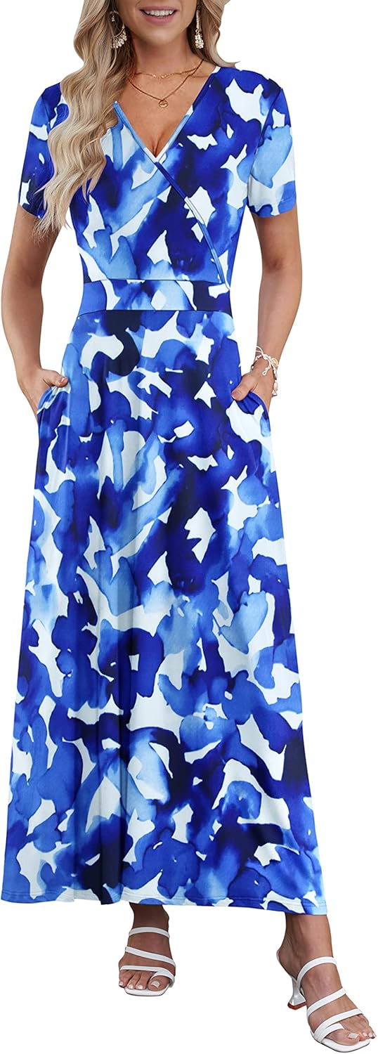 AUSELILY Maxi Dresses for Women with Pockets and Floral Print
