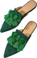 Verdusa Mules for Women Suedette Pointed Toe Slip On Flats - Tassel