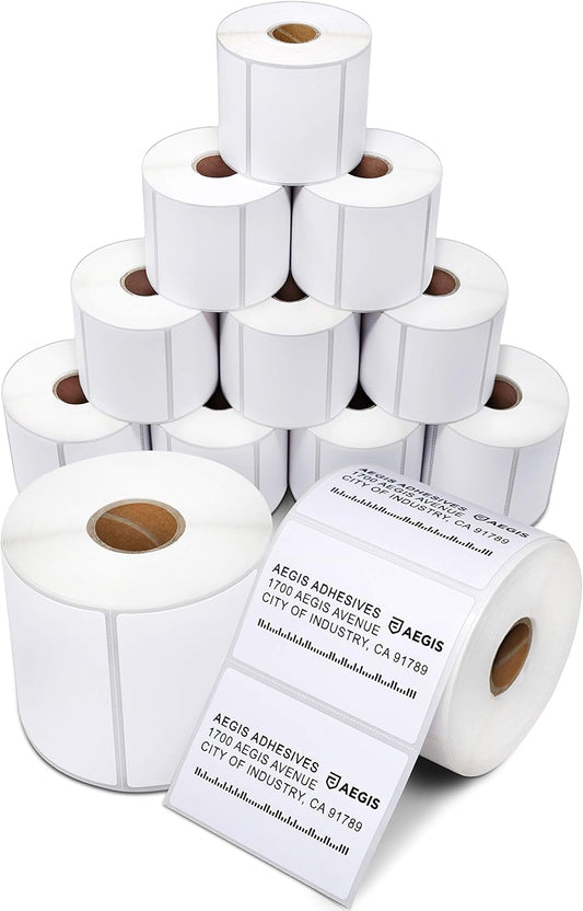 Aegis Adhesives 3x2 Shipping Labels for Rollo & Zebra - 12 Rolls
