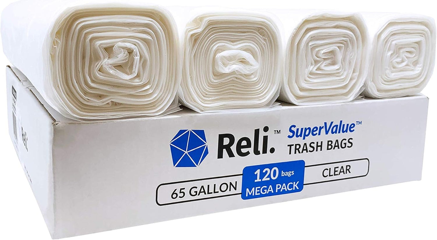 Reli. SuperValue 65 Gallon Trash Bags for Heavy Duty Use