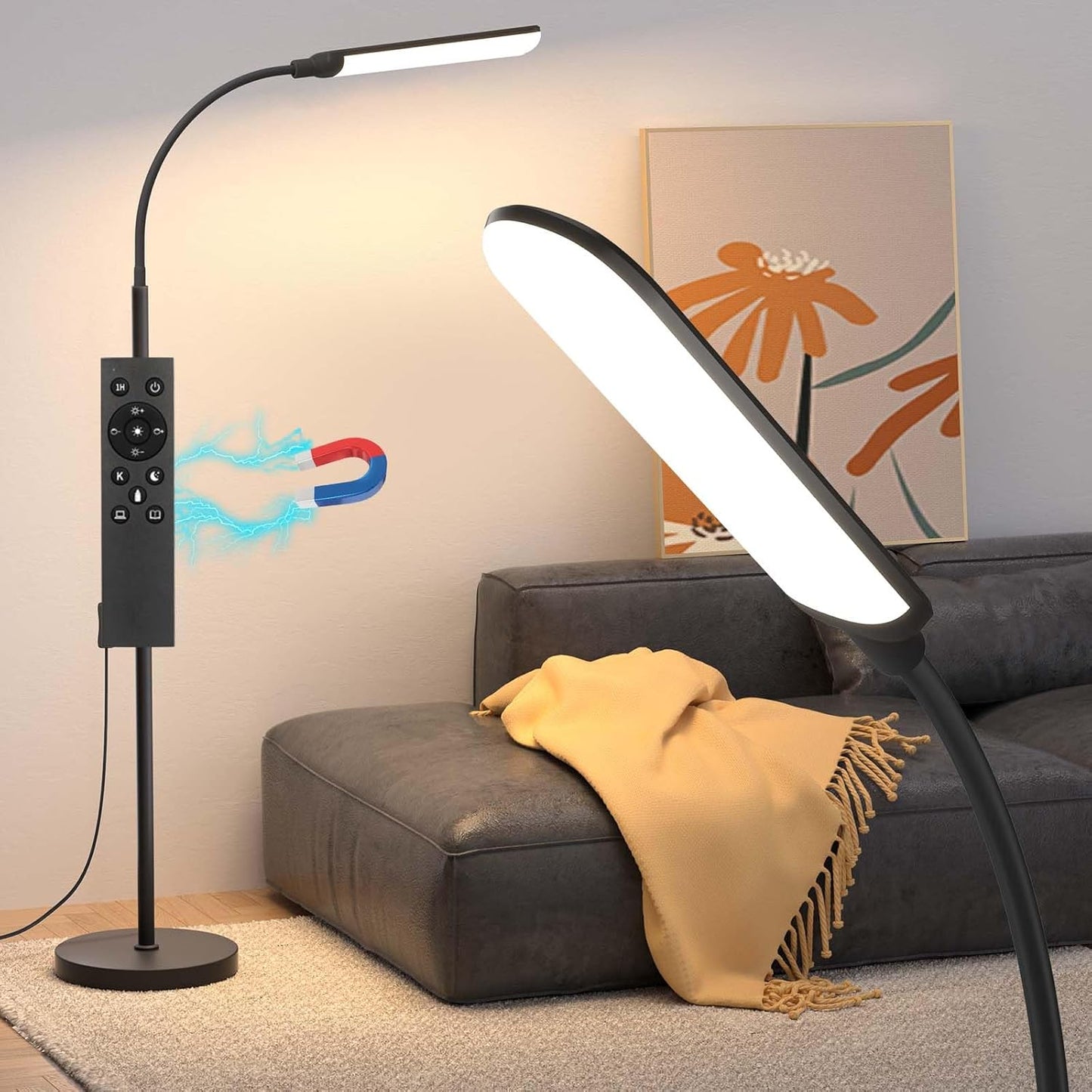 LED Floor Lamp with Remote - Super Bright Adjustable Light