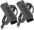 Mountable Power Strip with 4 Outlet 2-Pack - 10ft Cord, Flat Plug