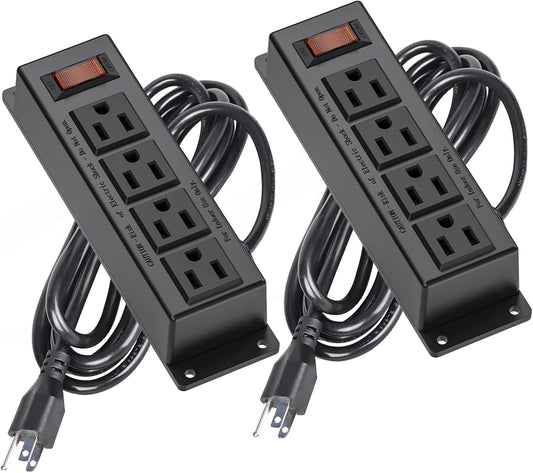 Mountable Power Strip with 4 Outlets and 10ft Cord for Versatile Use