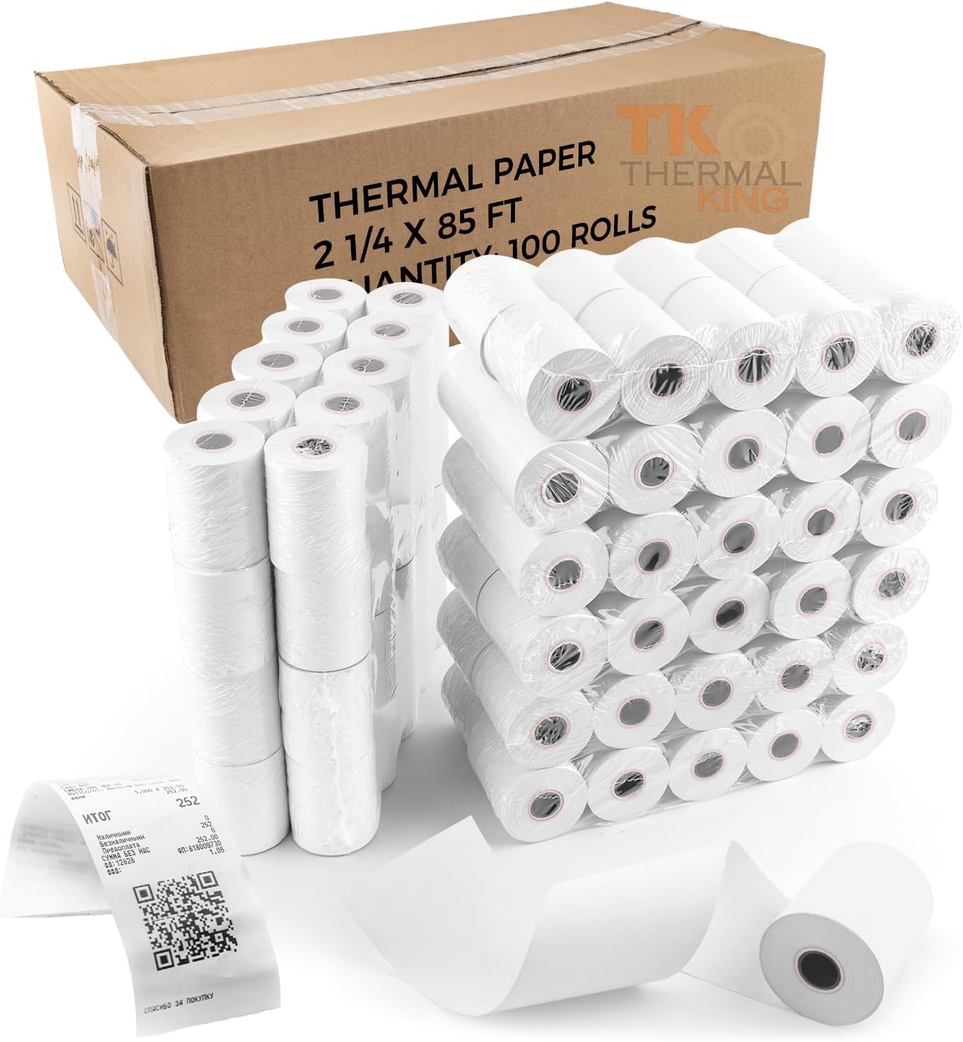 100 Rolls of 2 1/4 in x 85 ft Thermal Paper for POS Systems