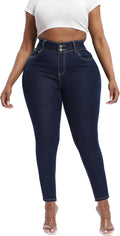 Womens Plus Size Skinny Jeans High Waisted Stretchy (Style 9Y4Y)