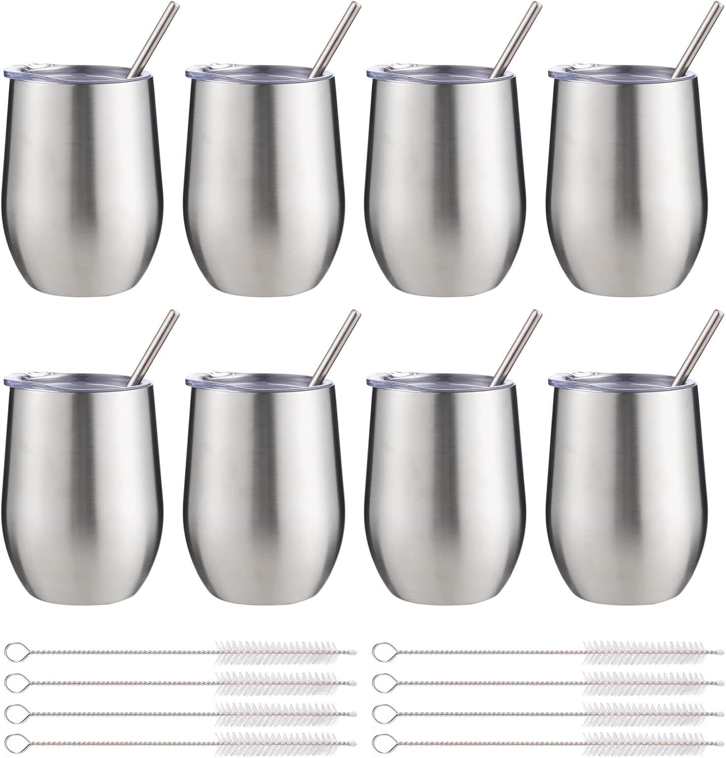 12 oz Insulated Wine Tumbler with Lid and Straw for All Drinks