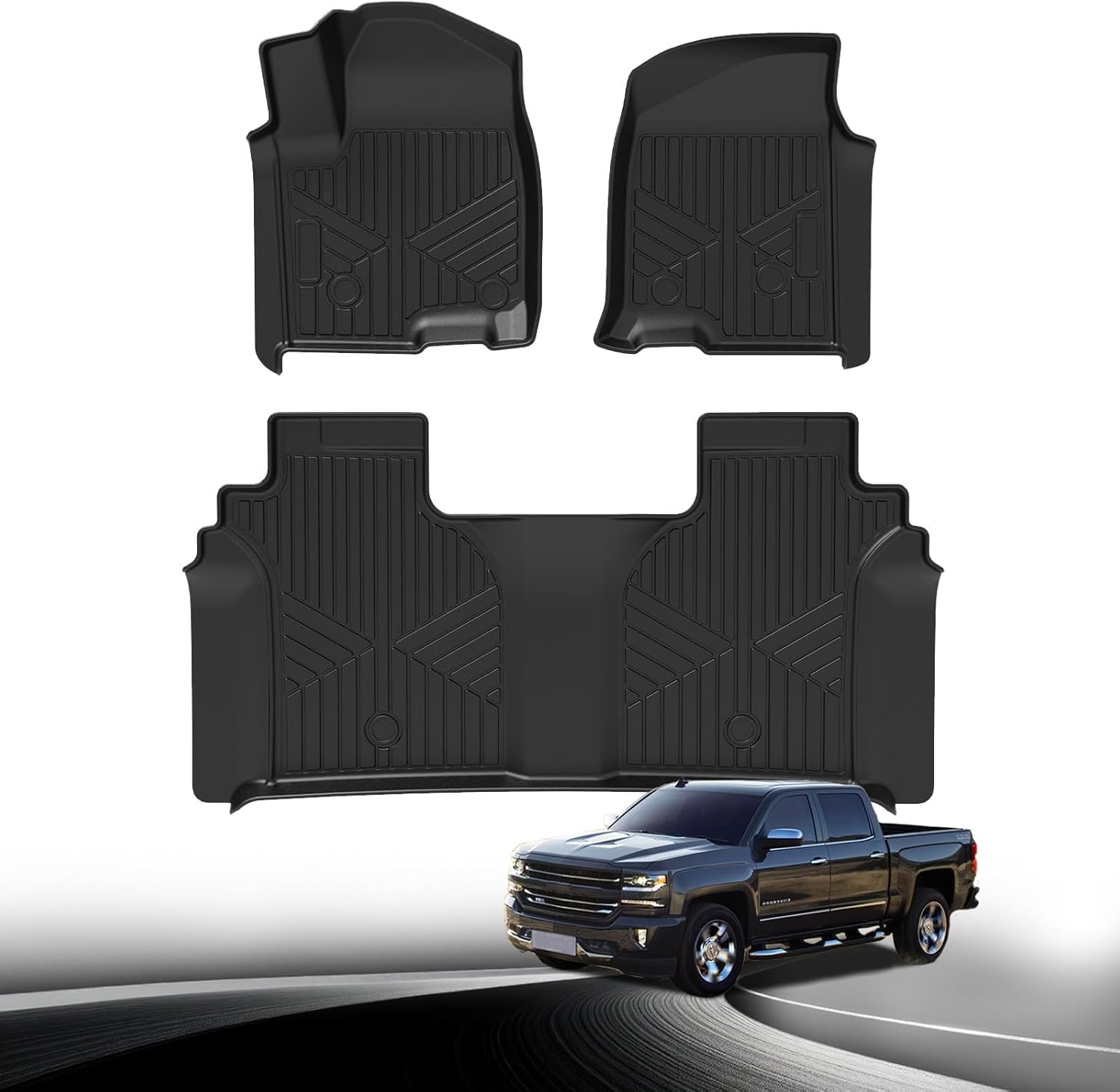 Carbon Fiber Floor Mats for Chevy Silverado 1500 2019-2026