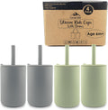 Silicone Toddler Smoothie Cups with Straw 4-Pack - Green/Grey