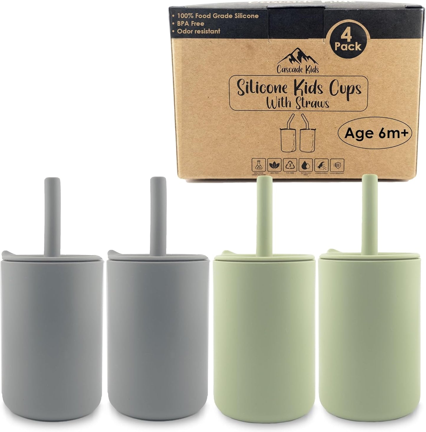 Silicone Toddler Smoothie Cups with Straw for Less Mess