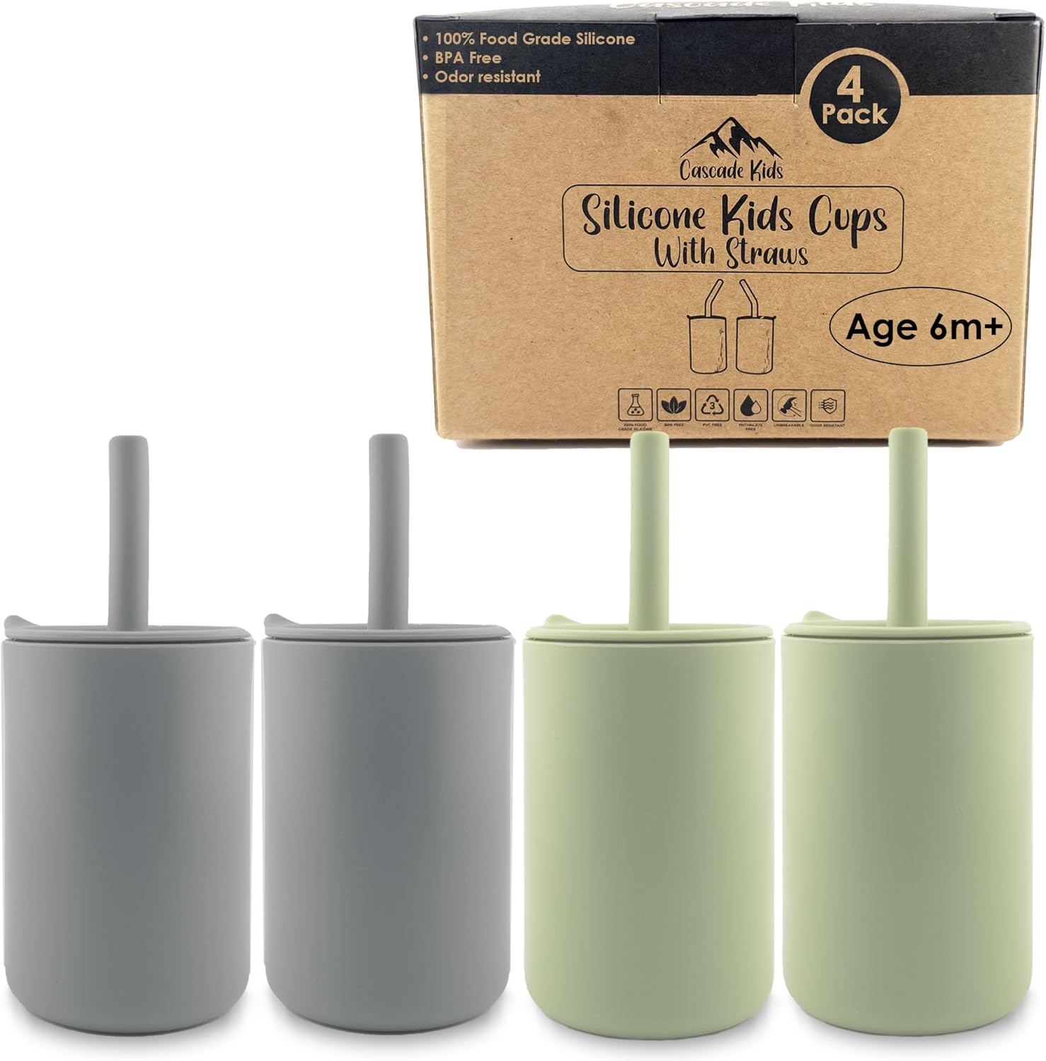 Silicone Toddler Smoothie Cups with Straw for Less Mess