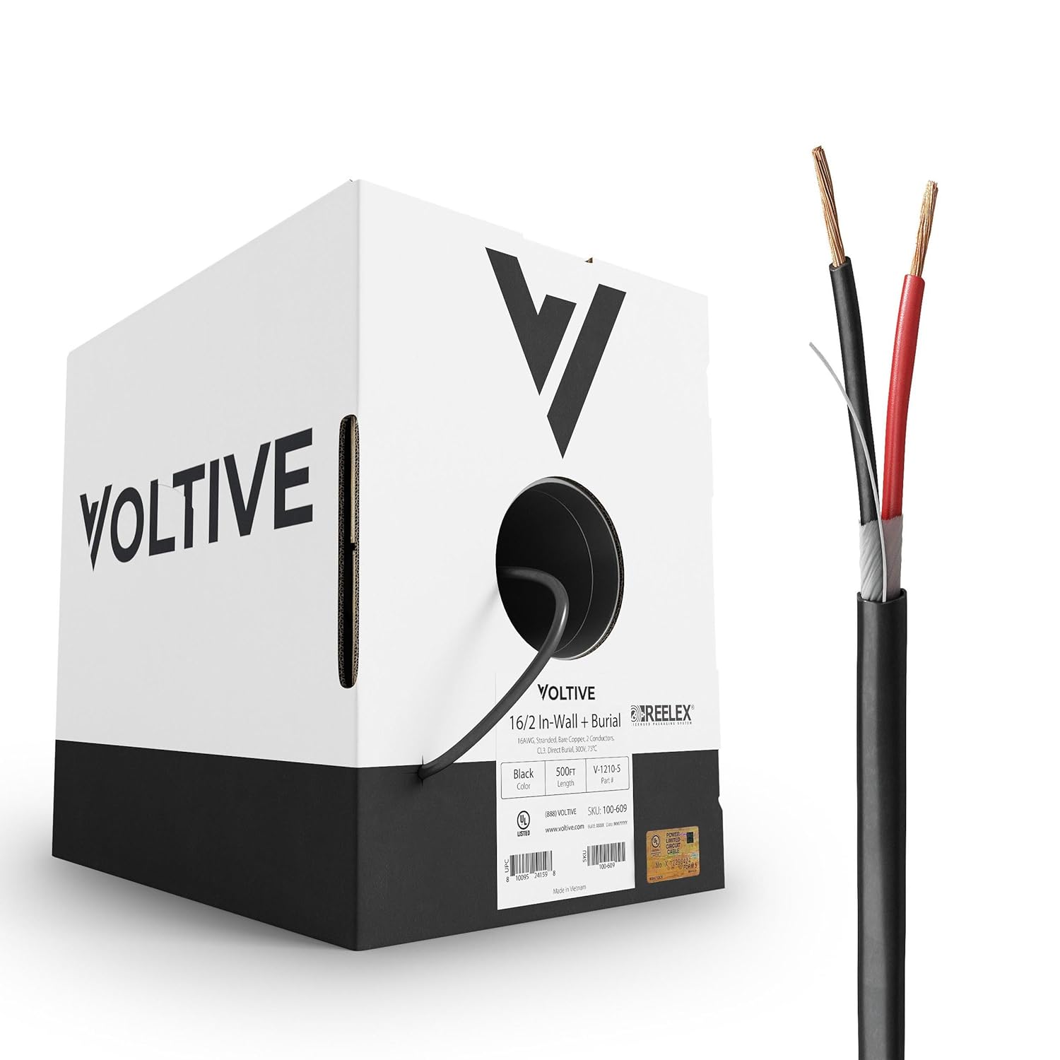 Voltive 16/2 Speaker Wire - Premium 16 AWG OFC Cable 500FT
