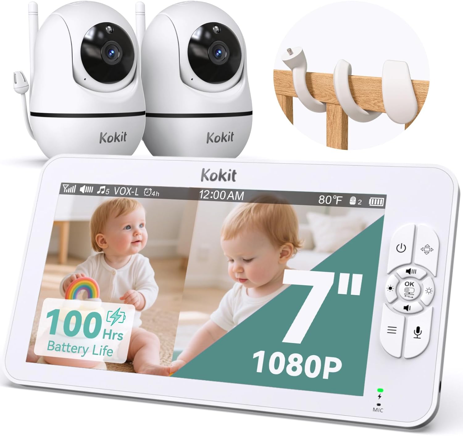 7in 1080P Full HD Split-Screen Baby Monitor with Dual Cameras