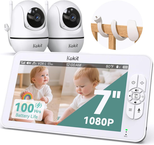 7in 1080P Full HD Split-Screen Baby Monitor with Dual Cameras