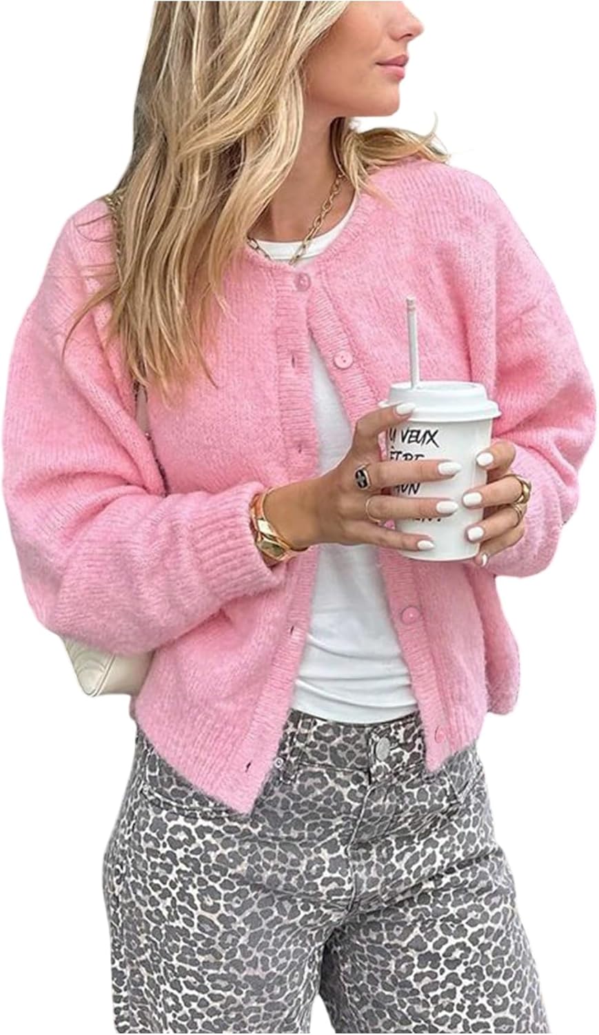 GORGLITTER Women's Button Up Knit Cardigan for Fall Fashion