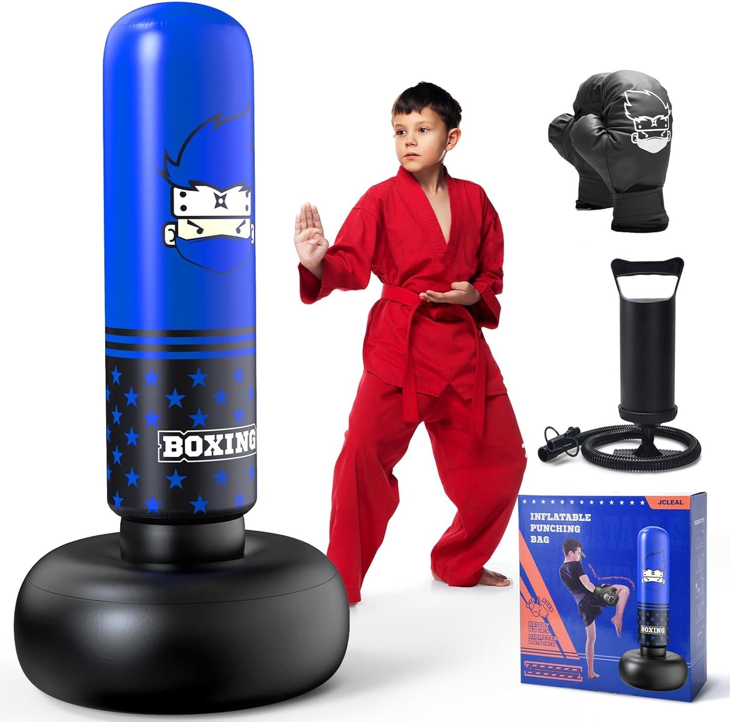 JCLEAL Kids Inflatable Boxing Bag Set - Fun Kickboxing Training Kit for Youth!