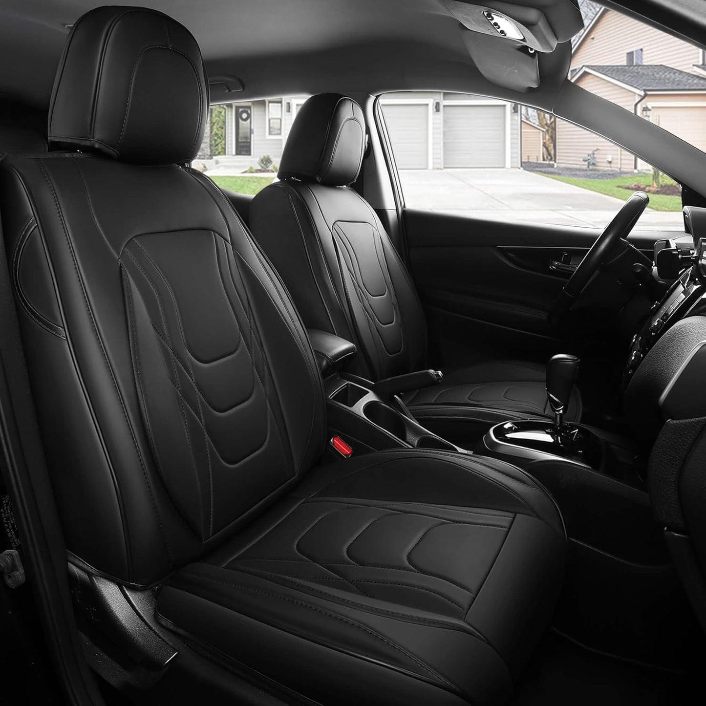 Leather Car Seat Covers Full Set Waterproof & Breathable Fit