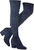 Women Over the Knee Boots Navy Suede Thigh High - Comfortable Fit