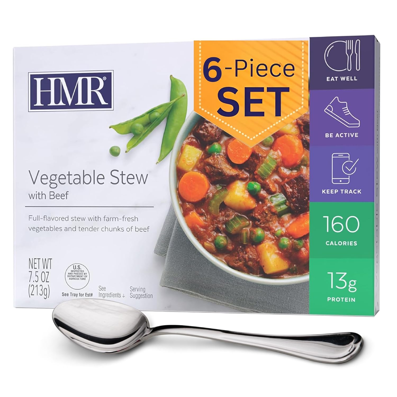 HMR Entrees Meals Vegetable Stew with Beef - Low Calorie Dinner