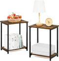 Furinno Simplistic Metal Frame End Table 2-Pack - Compact Rustic