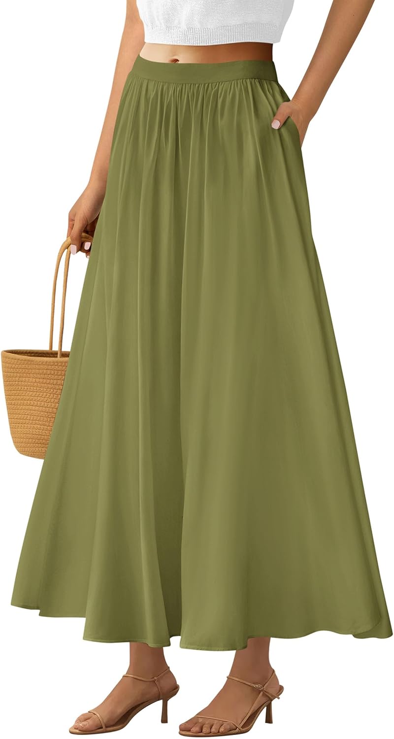 PRETTYGARDEN Women's Maxi Skirts for Summer with Pockets