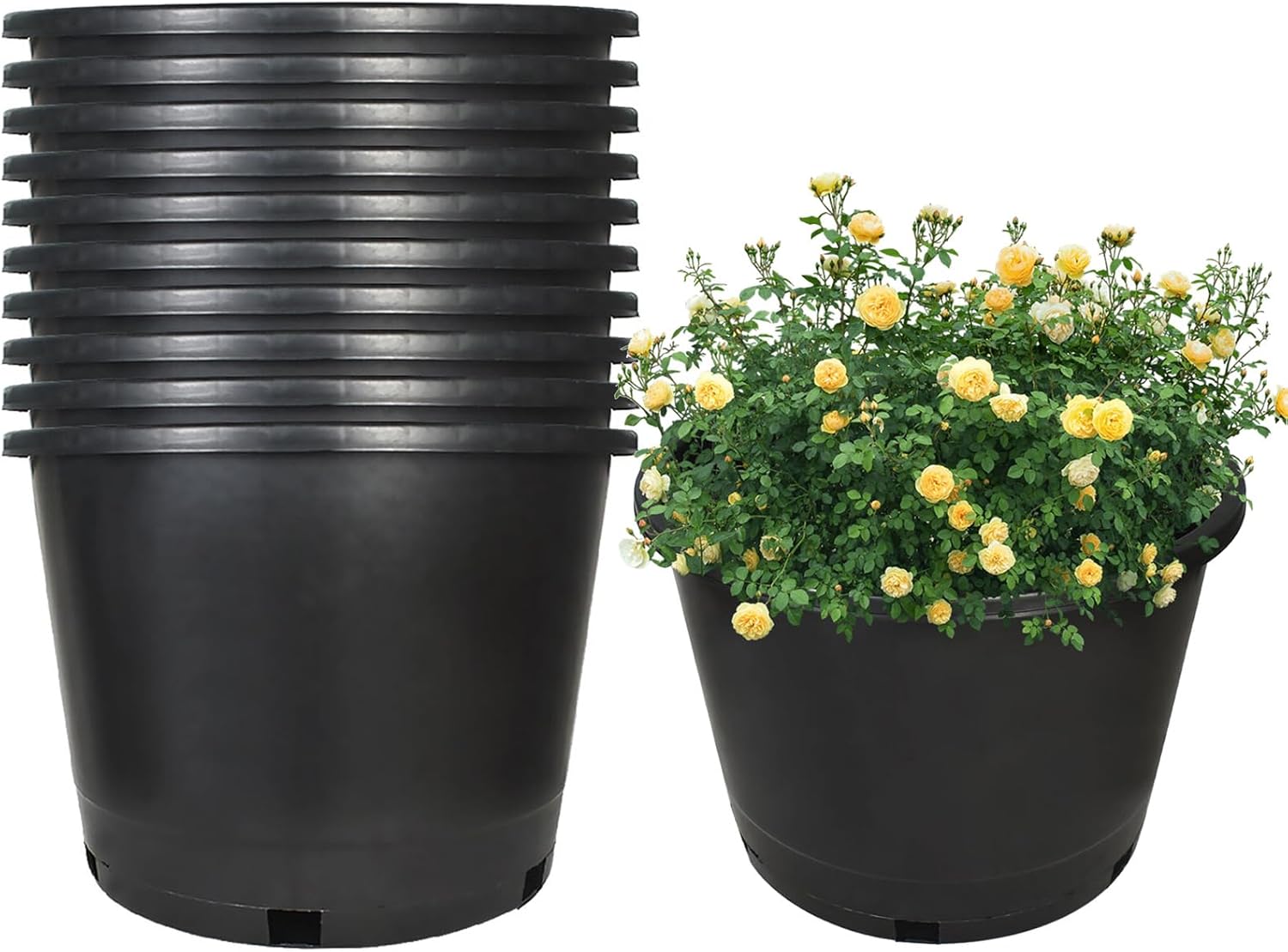 10 Gallon Premium Nursery Plastic Planter Pots for Plants