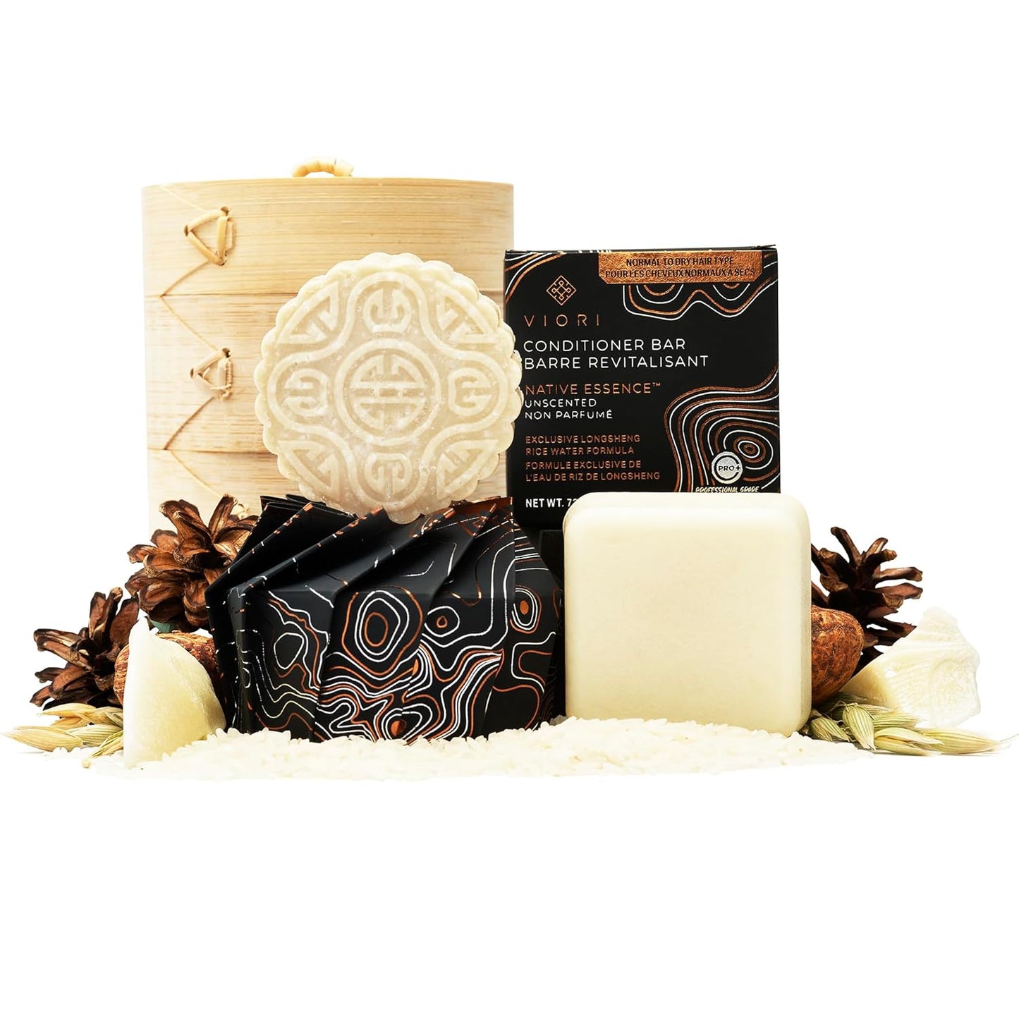 Rice Water Hair Growth Set + Bamboo Holder 