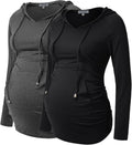 GINKANA Casual Long Sleeve Maternity Hoodie for Stylish Comfort