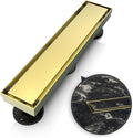 12 Inch Linear Shower Drain Tile Insert Grate - Brushed Gold