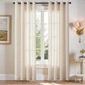 jinchan Linen Curtains 90 in Length 2 Panels Set - Light Filtering