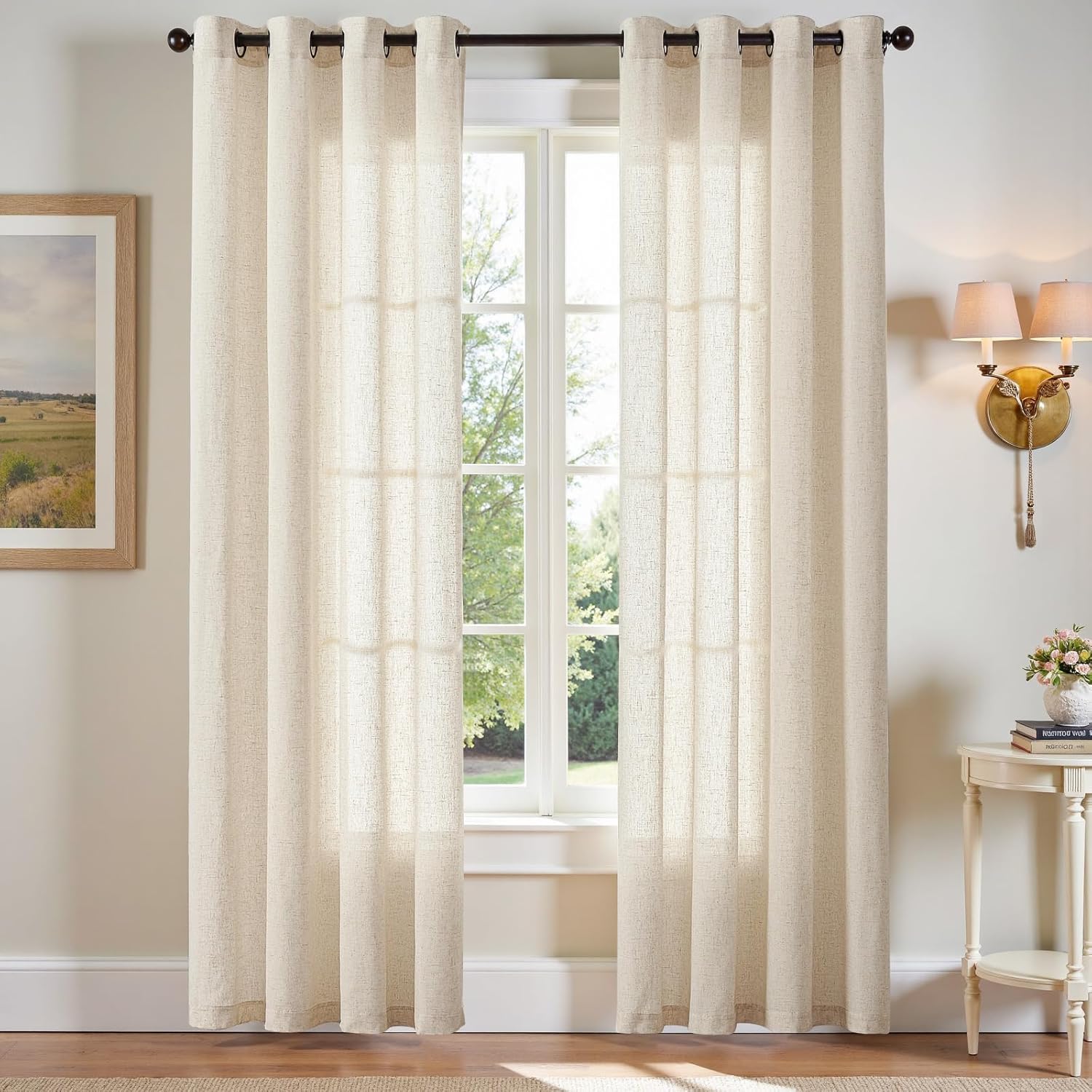 Light Filtering Linen Curtains 90 Inch Length for Cozy Spaces