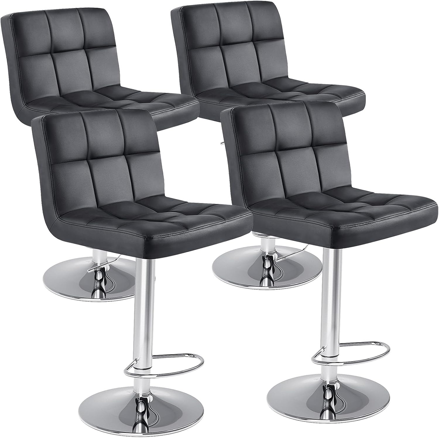 DUMOS Bar Stools Set of 4 - Adjustable Swivel Kitchen Stools