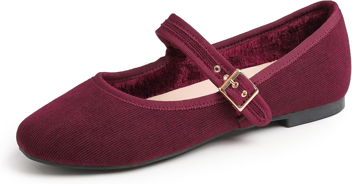 FEVERSOLE Women's Soft Cushion Mary Jane Ballet Flats