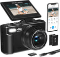 4K Digital Camera 64MP Vlogging Camera with 180 Flip Screen - Black