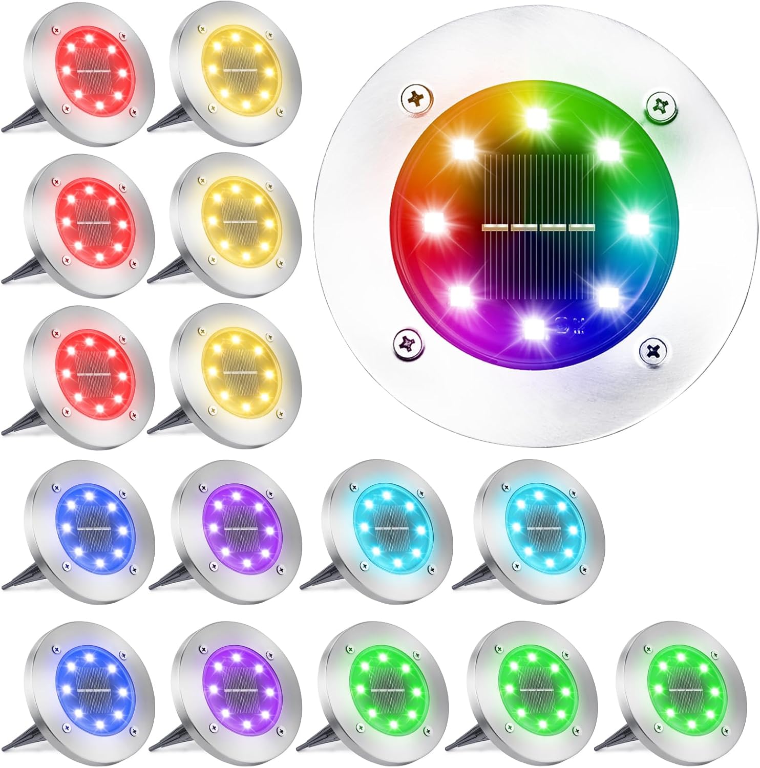 LYHOPE Solar Ground Light Outdoor - Color Changing Disk Lights