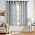 Linen Gray Curtains 72 in Long Semi-Sheer Grommet Panels - Airy Light