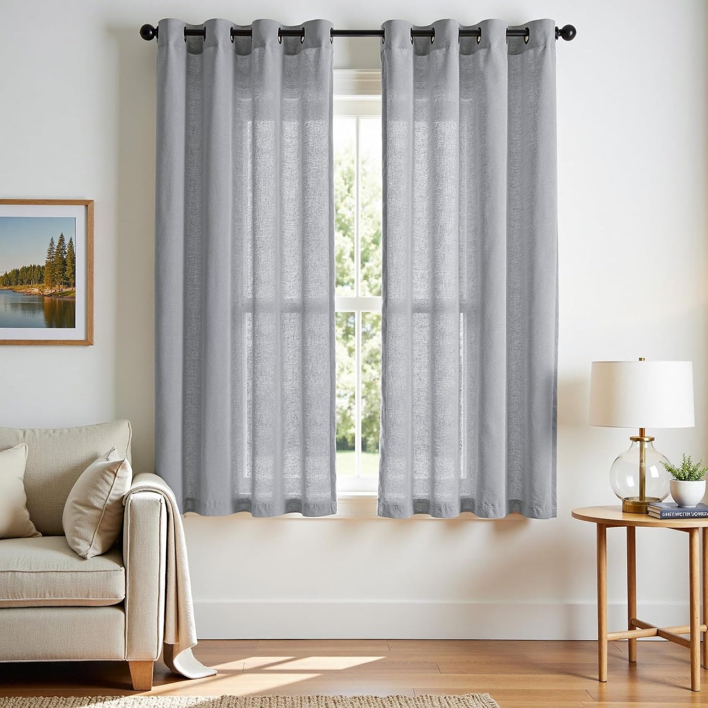 Linen Gray Curtains 72 Inches Long for Light Filtering Elegance