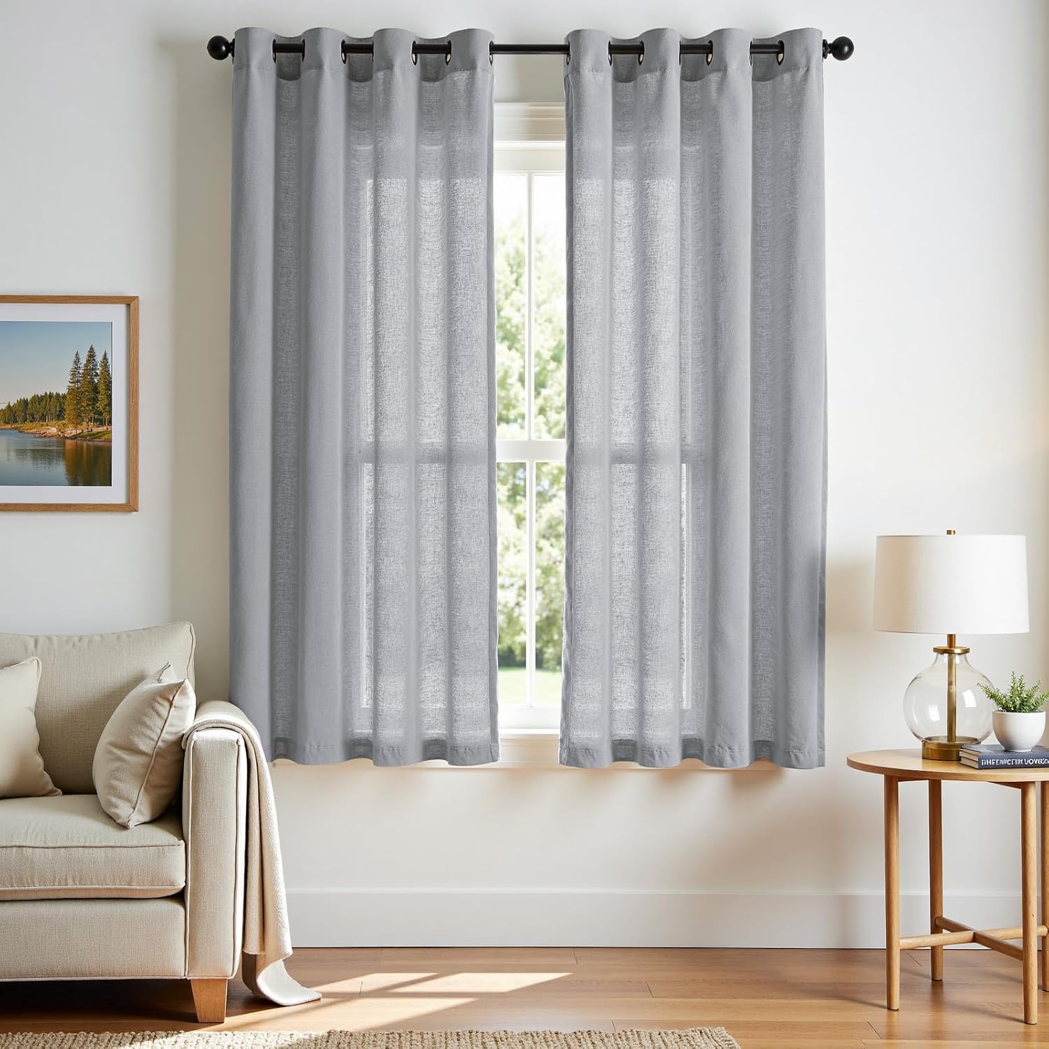 Linen Gray Curtains 72 Inches Long for Light Filtering Elegance
